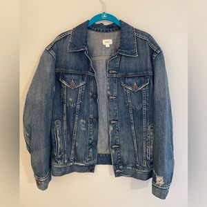 ABLE Distressed Denim Jacket, size medium